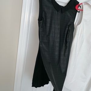 Black & White leather front shirt, w/side slit